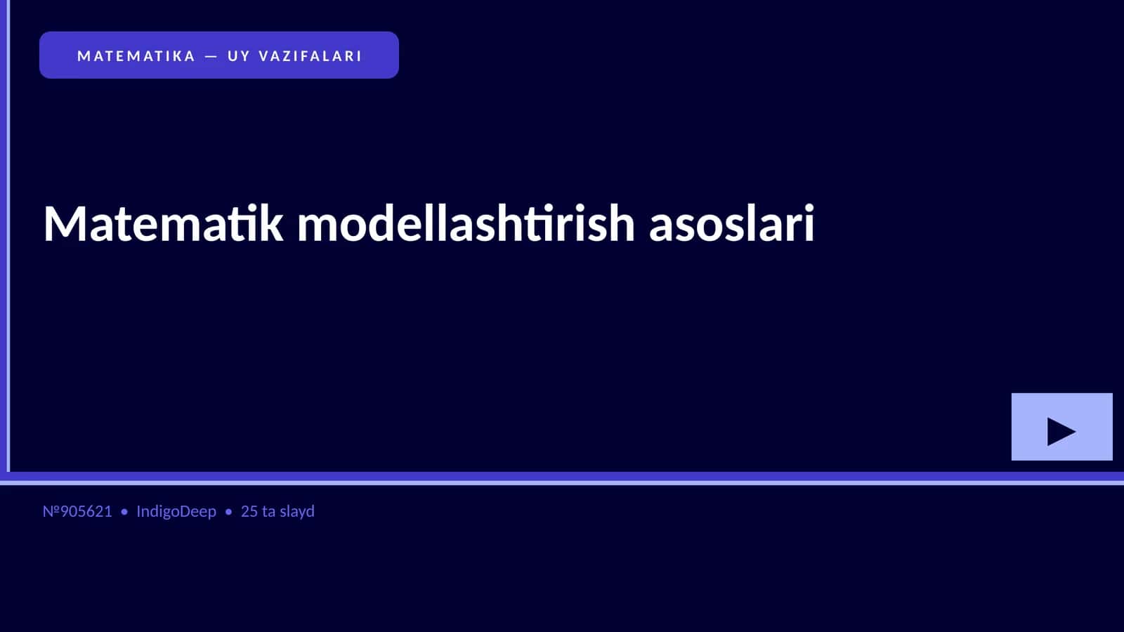 MATEMATIKA — UY VAZIFALARI 1