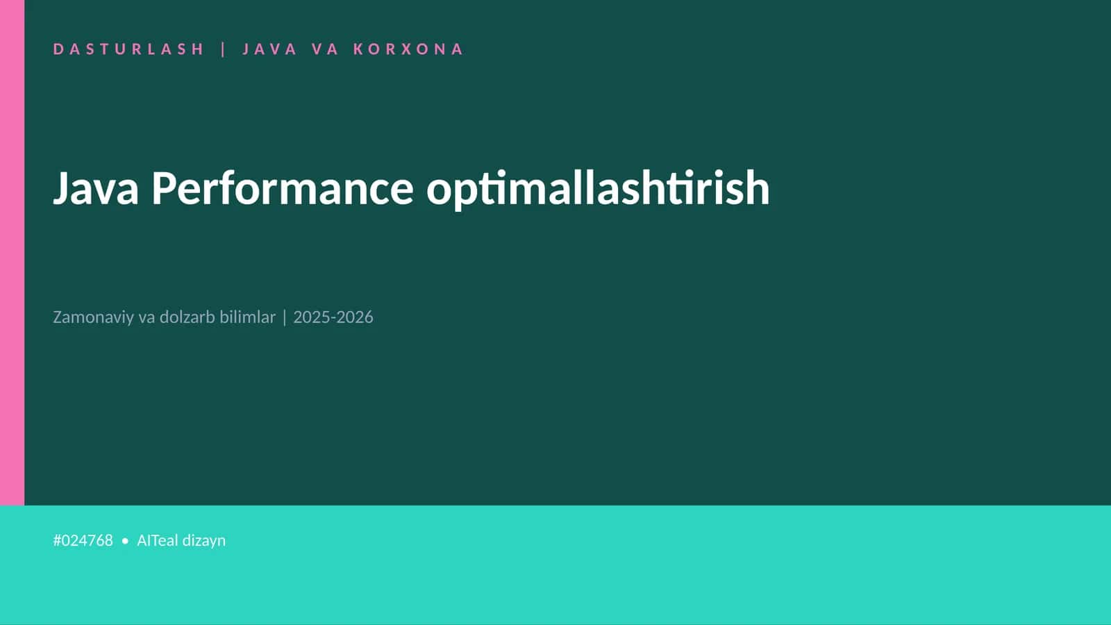 Java Performance optimallashtirish 1