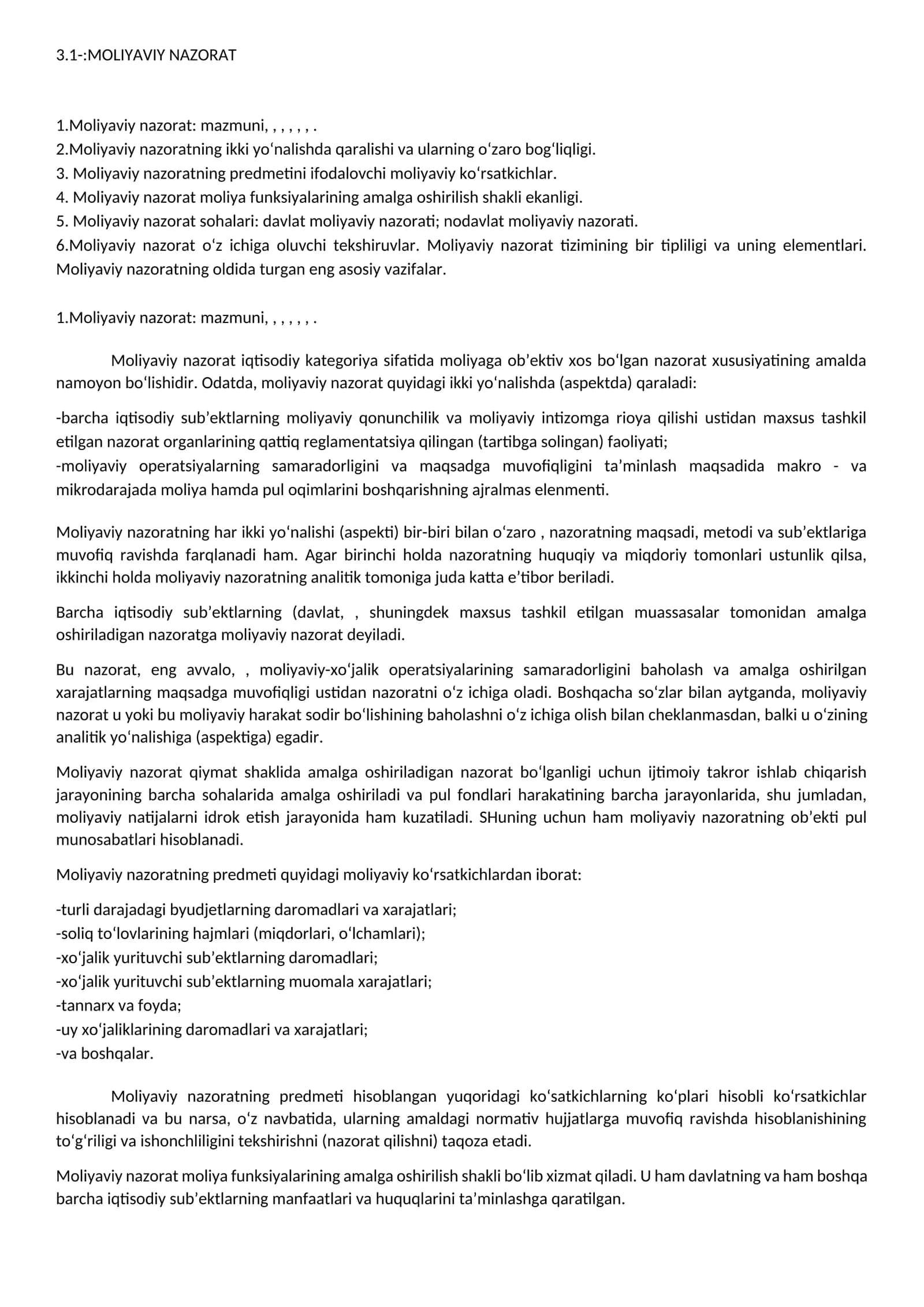 Moliyaviy nazorat 1