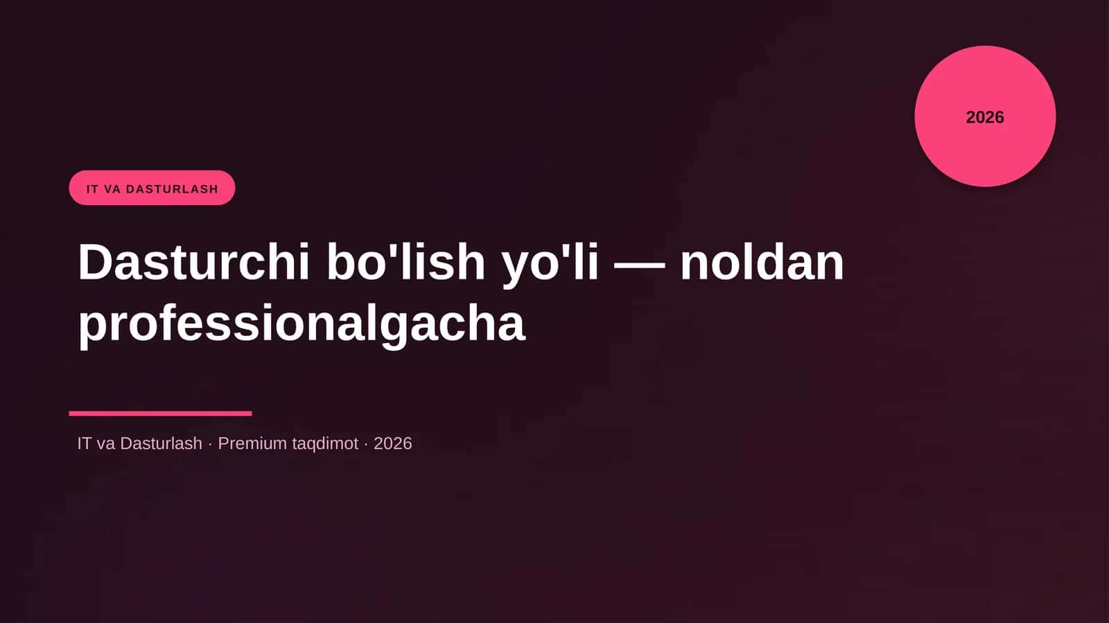 Dasturchi bo'lish yo'li — noldan professionalgacha 1