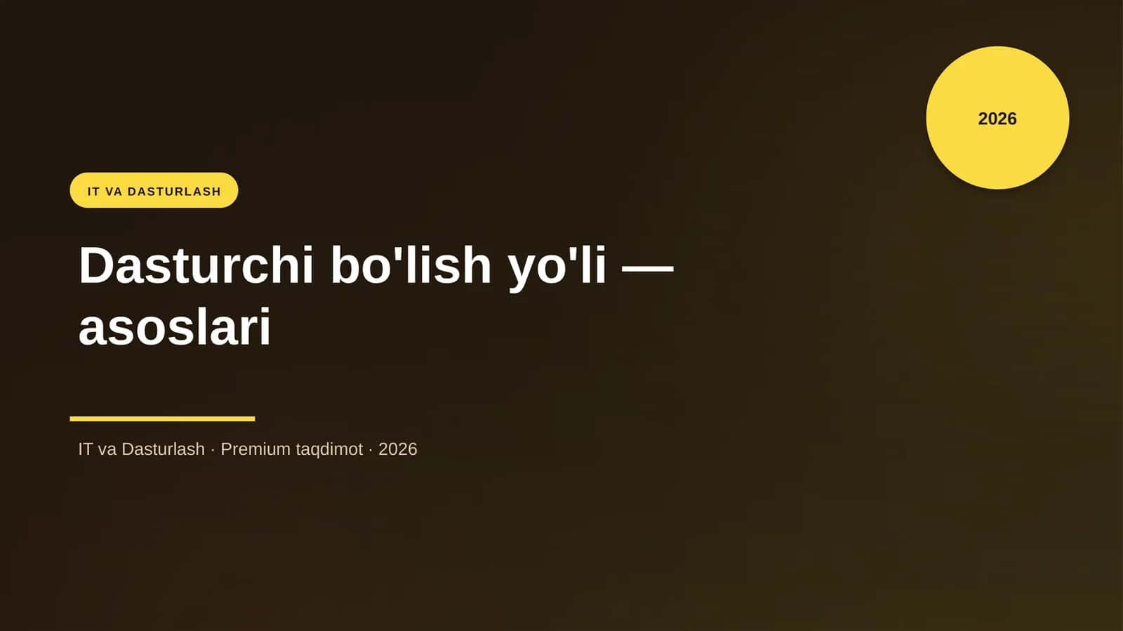 Dasturchi bo'lish yo'li — asoslari 1