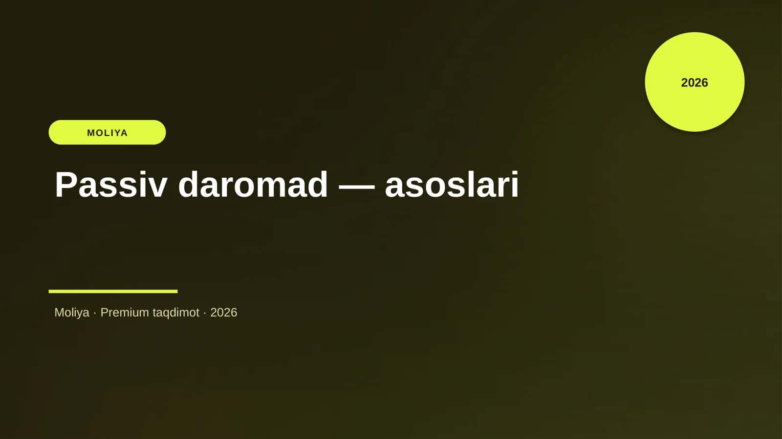 Passiv daromad — asoslari 1