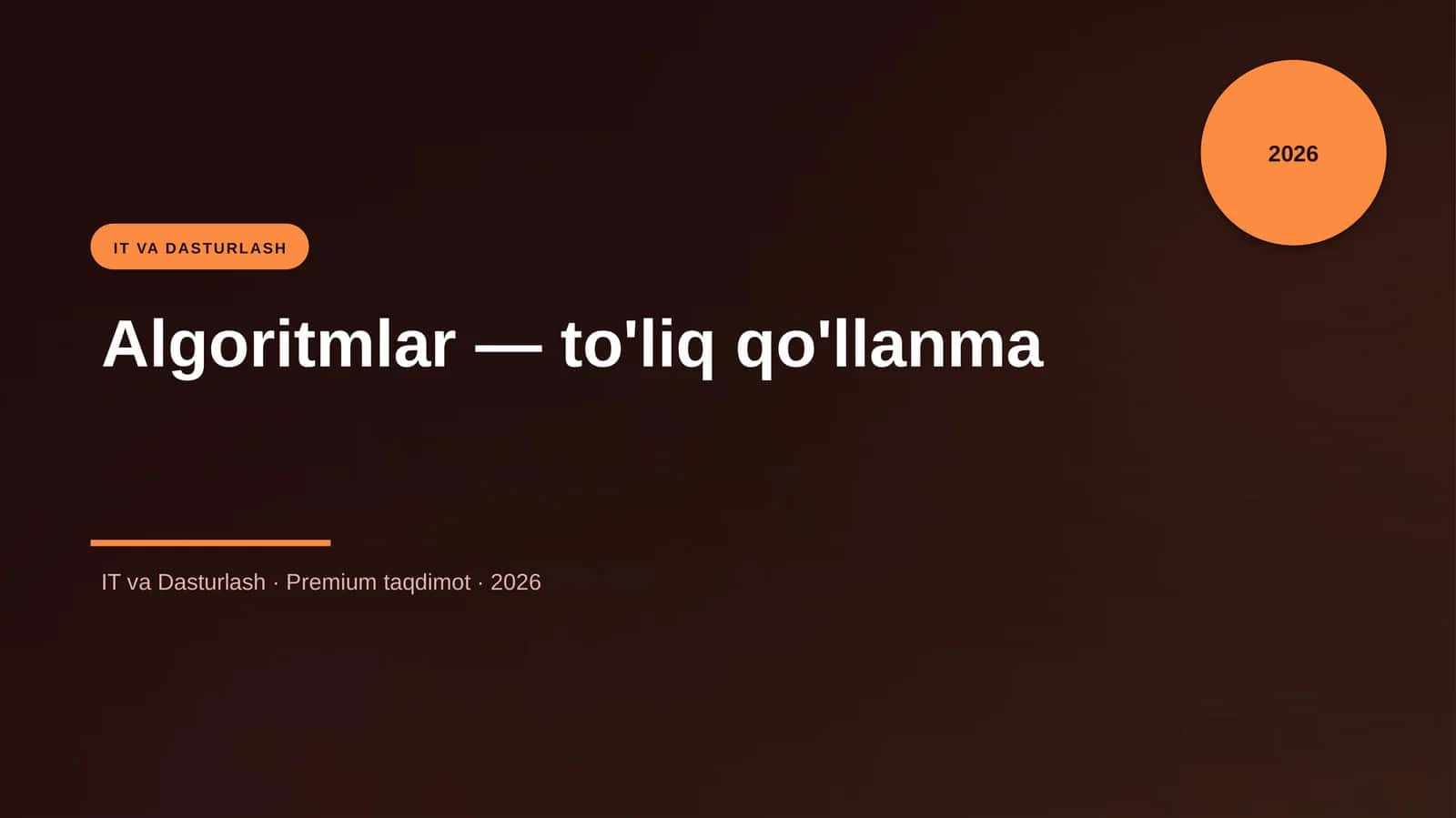 Algoritmlar — to'liq qo'llanma 1