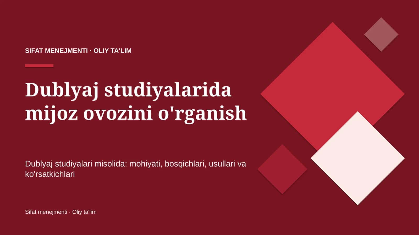 Sifat menejmenti · Oliy ta'lim 1