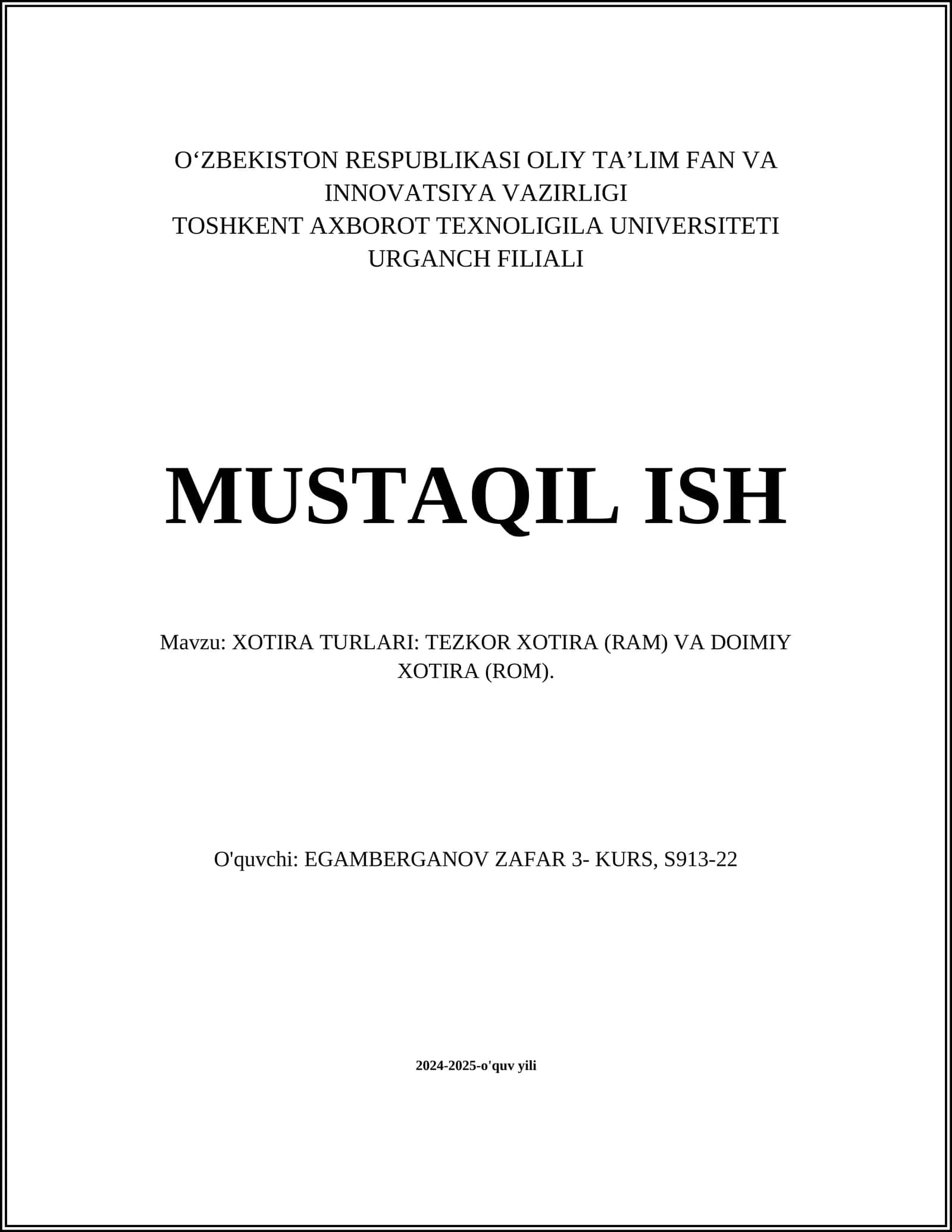 Tezkor xotira (RAM) turlari 1