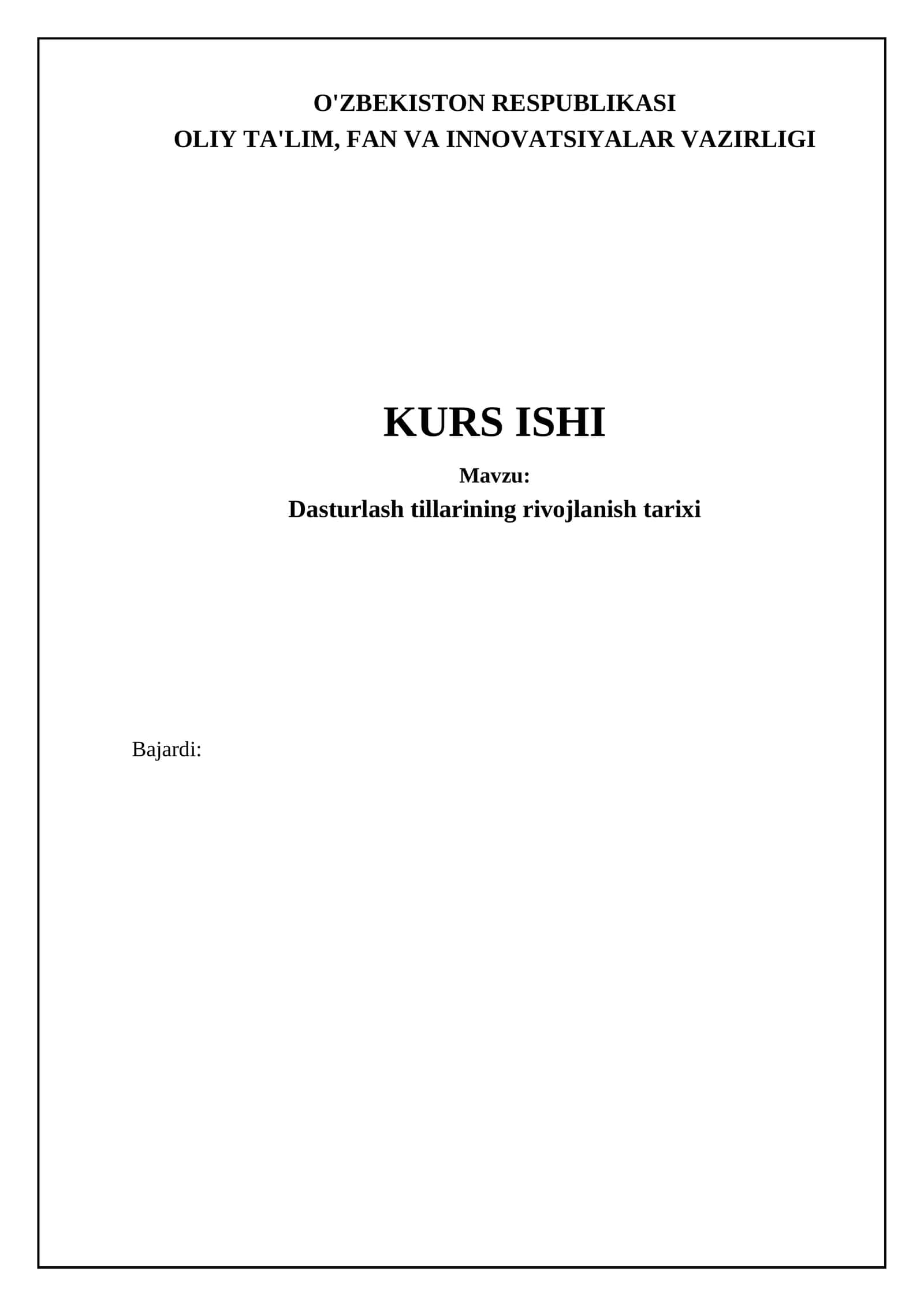 Dasturlash tillarining rivojlanish tarixi 1