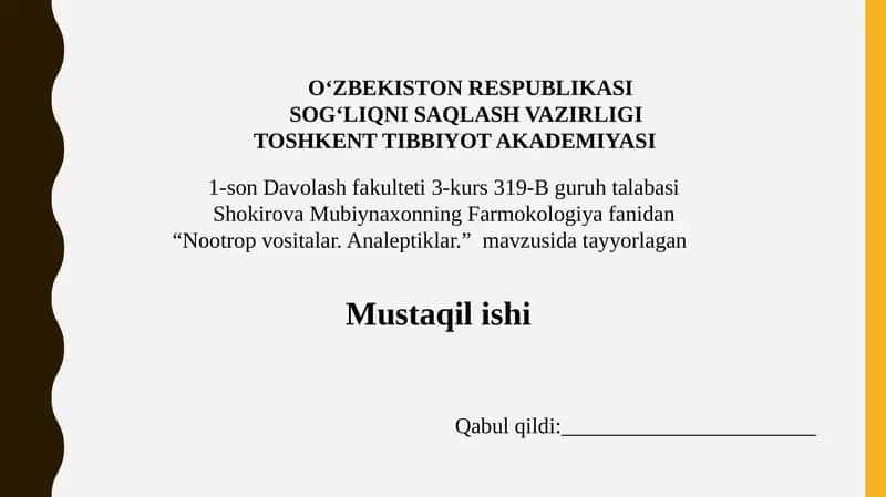 Nootrop va Analeptik Vositalar 1