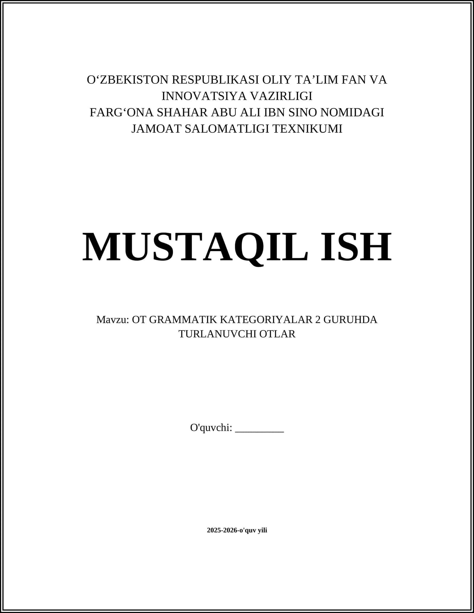 OT GRAMMATIK KATEGORIYALAR 2 GURUHDA TURLANUVCHI OTLAR 1