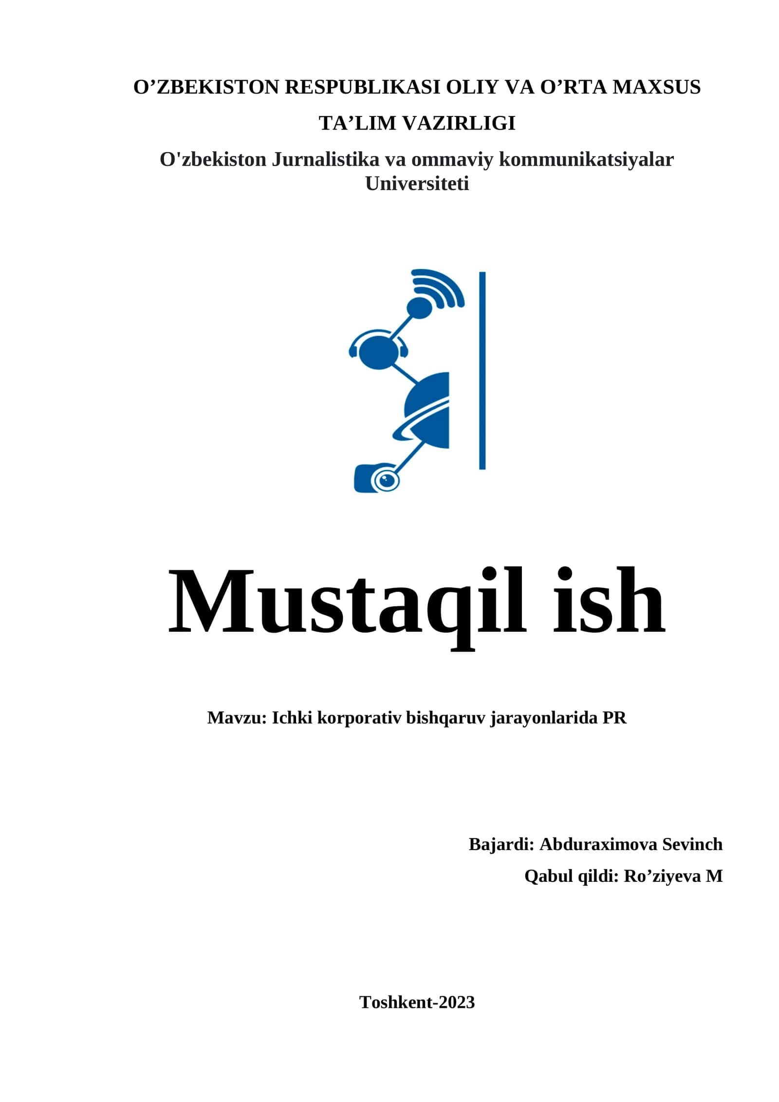 Ichki korporativ bishqaruv jarayonlarida PR 1