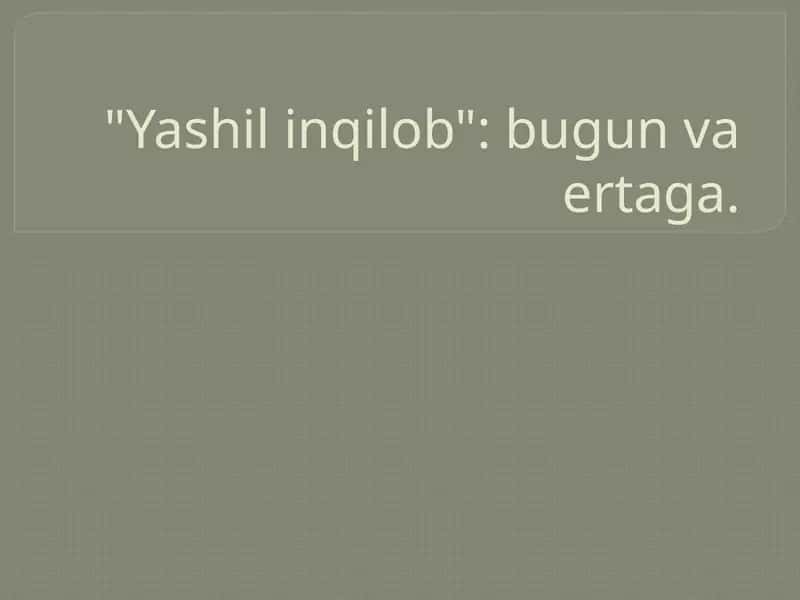 Yashil inqilob 1