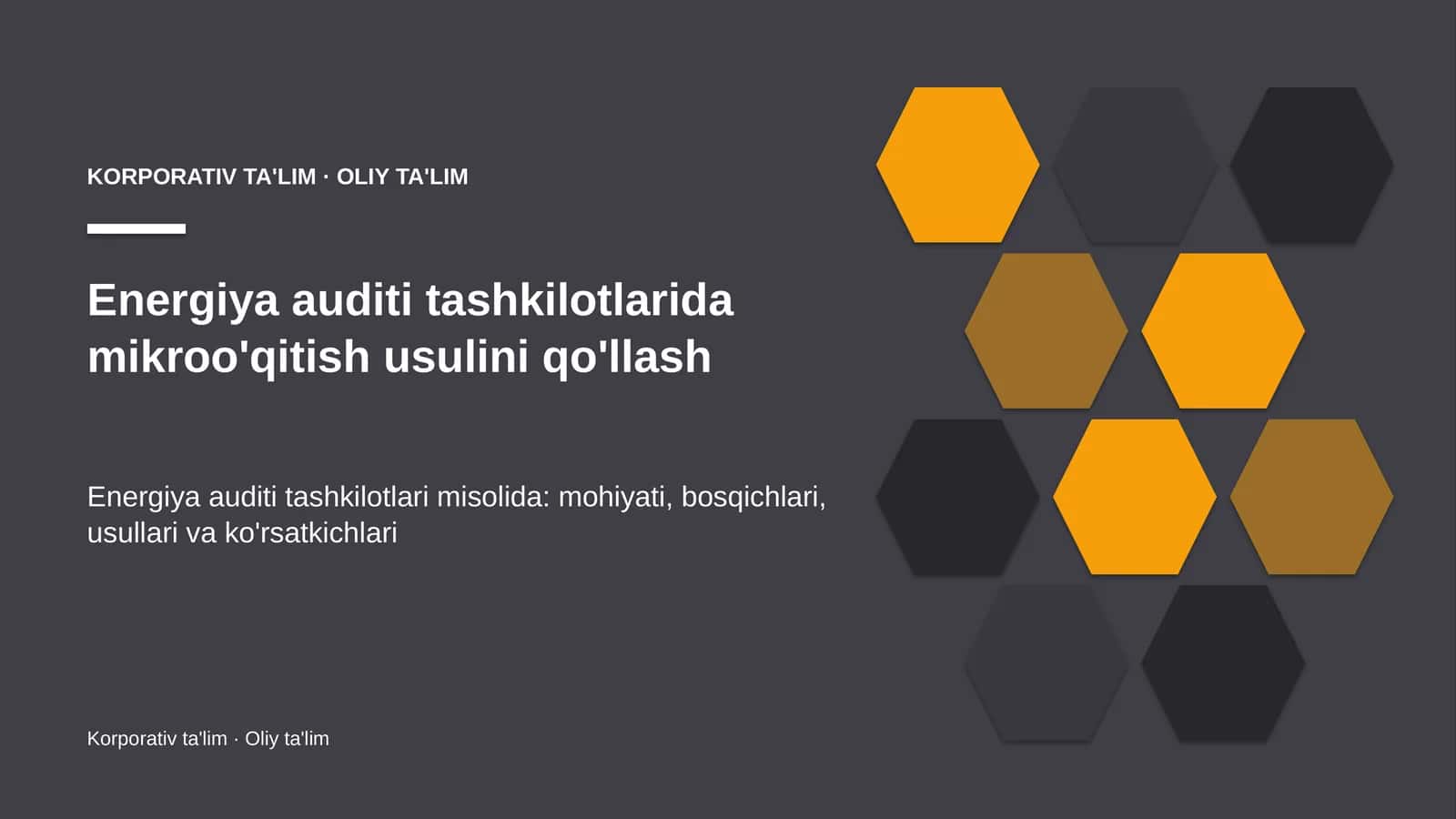 Energiya auditi tashkilotlarida mikroo'qitish usulini qo'llash 1