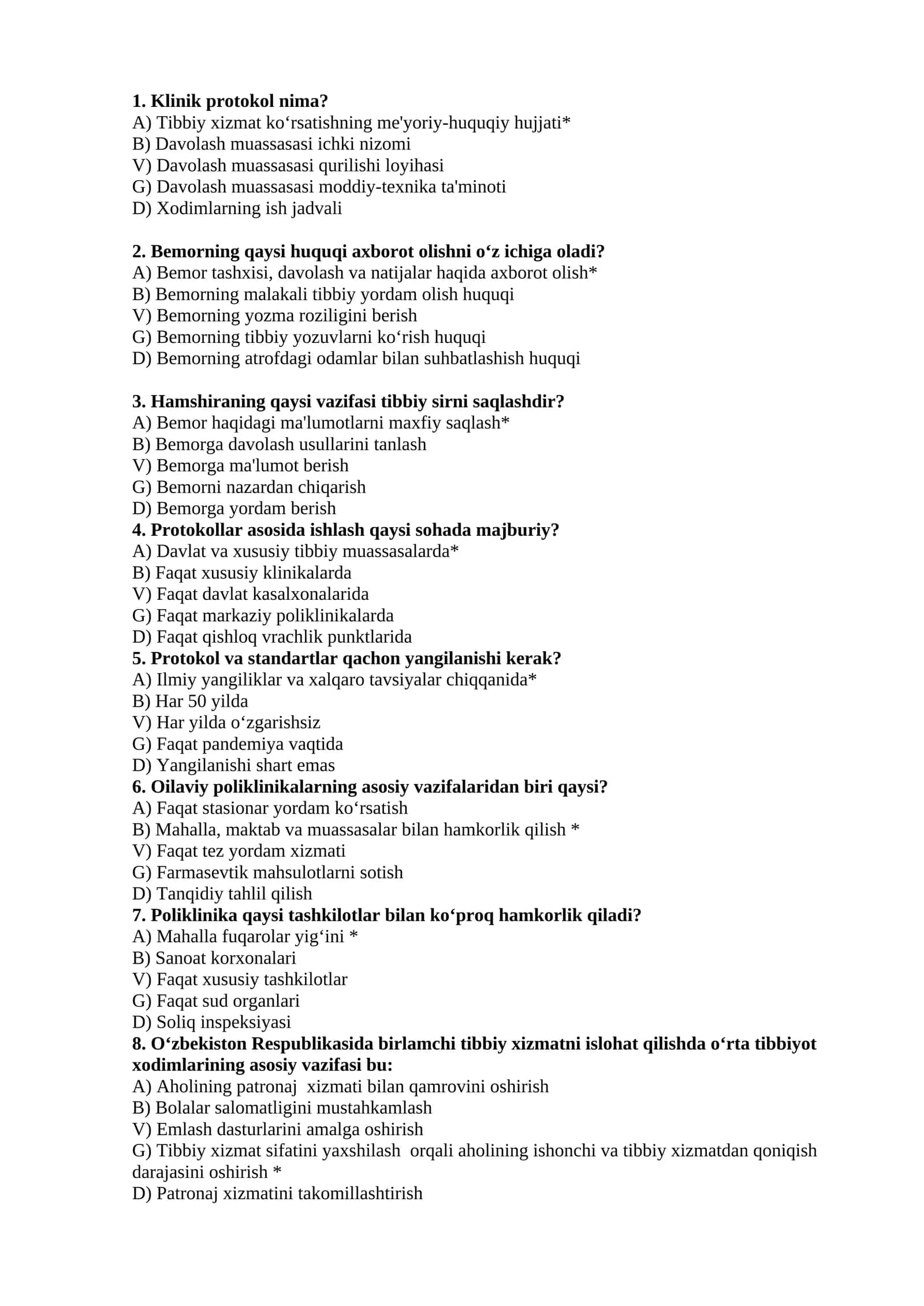 Klinik protokol nima? 1