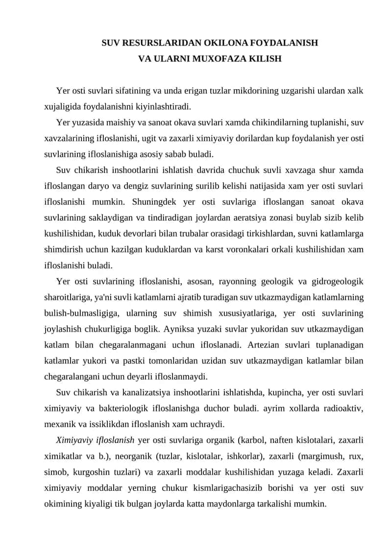 Yer osti suvlari 1