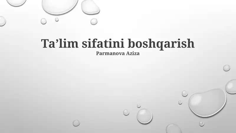Taʼlim sifatini boshqarish 1