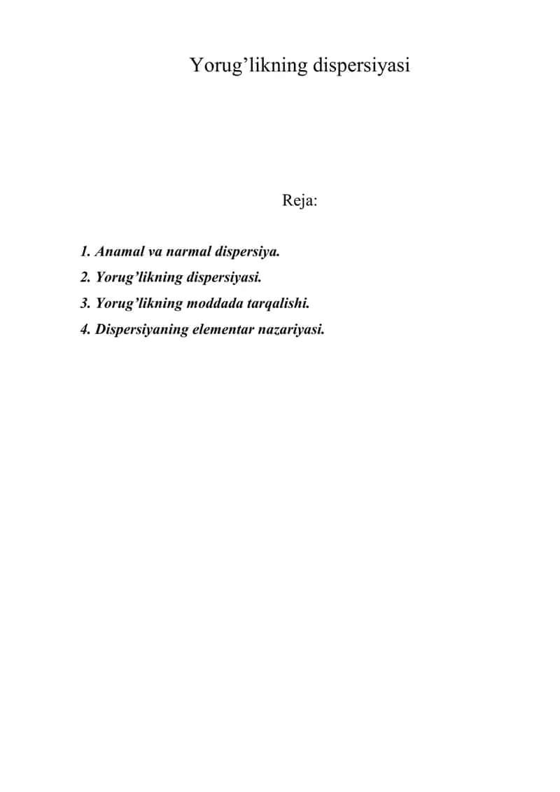 Yorug’likning dispersiyasi 1