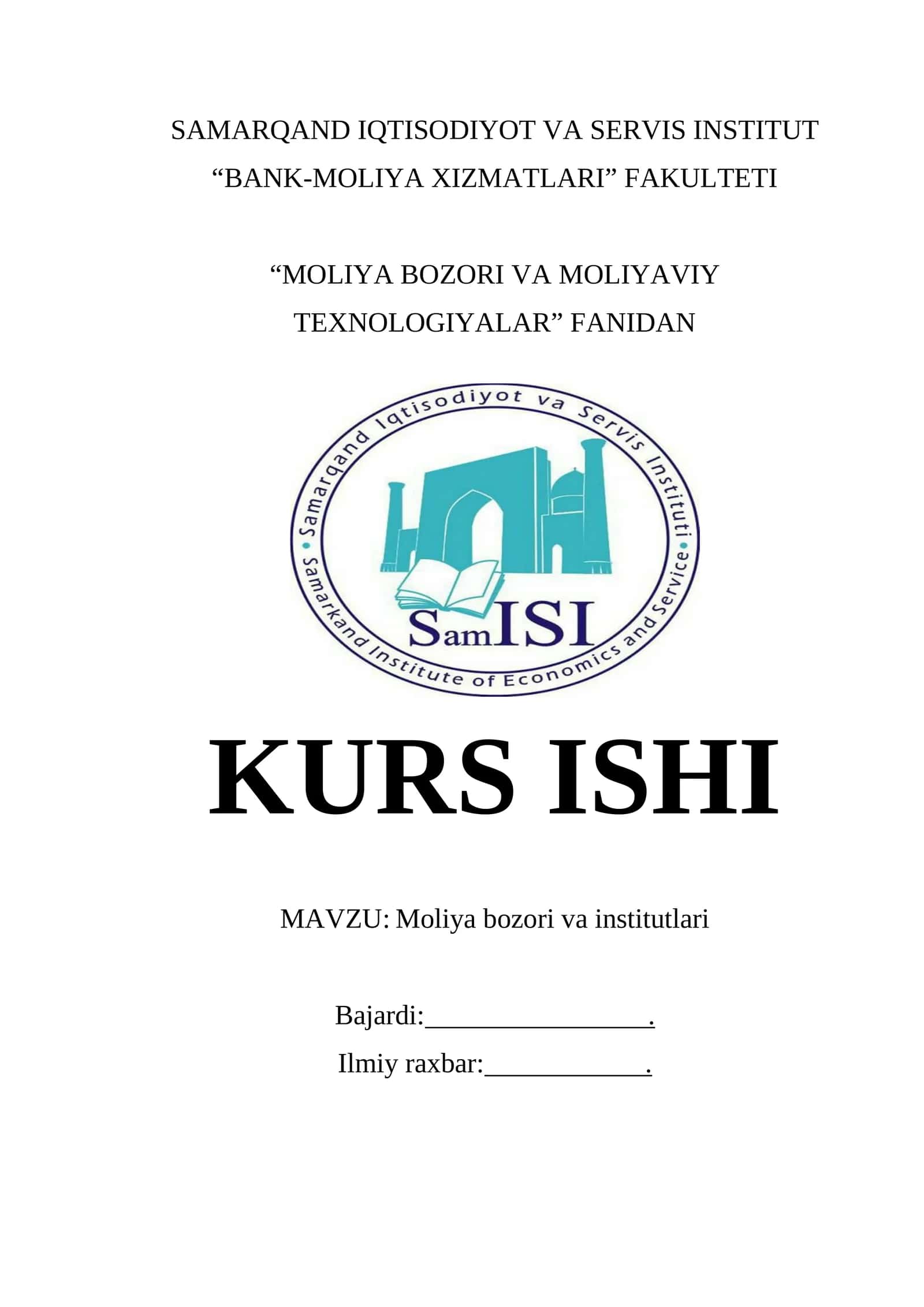 Moliya Bozori va Institutlari 1