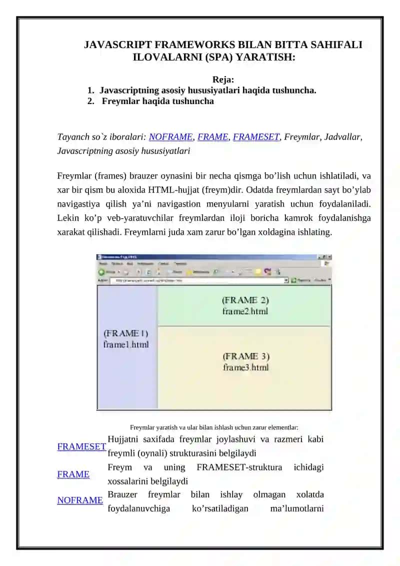 Javascript frameworks yordamida SPA yaratish