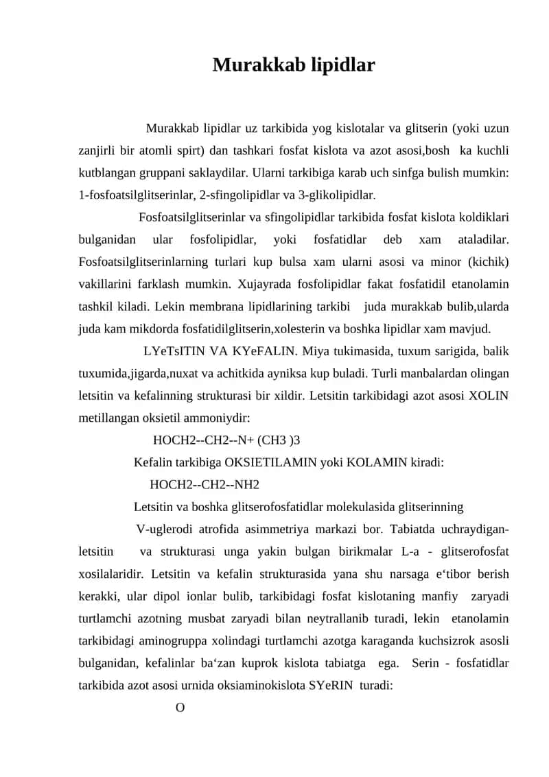 Murakkab lipidlar 1