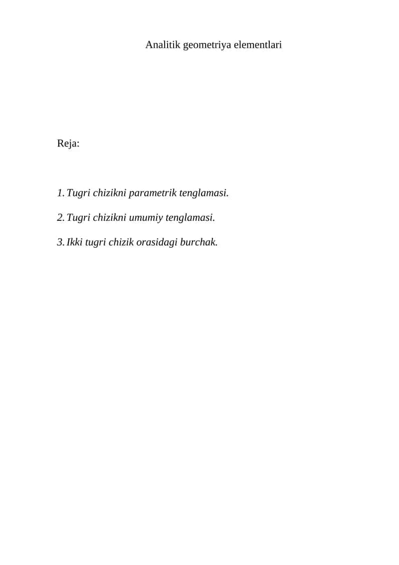 Analitik geometriya elementlari 1