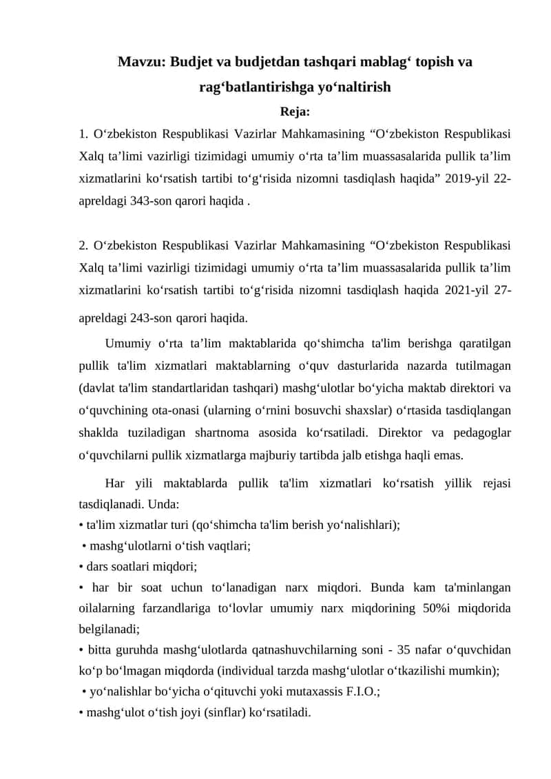 Pullik ta'lim xizmatlari 1