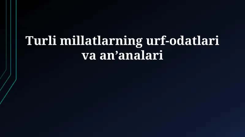 Madaniyatlar xilma-xilligi 1