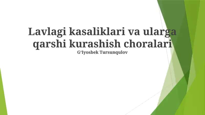 Lavlagi kasaliklari va ularga qarshi kurashish choralari 1
