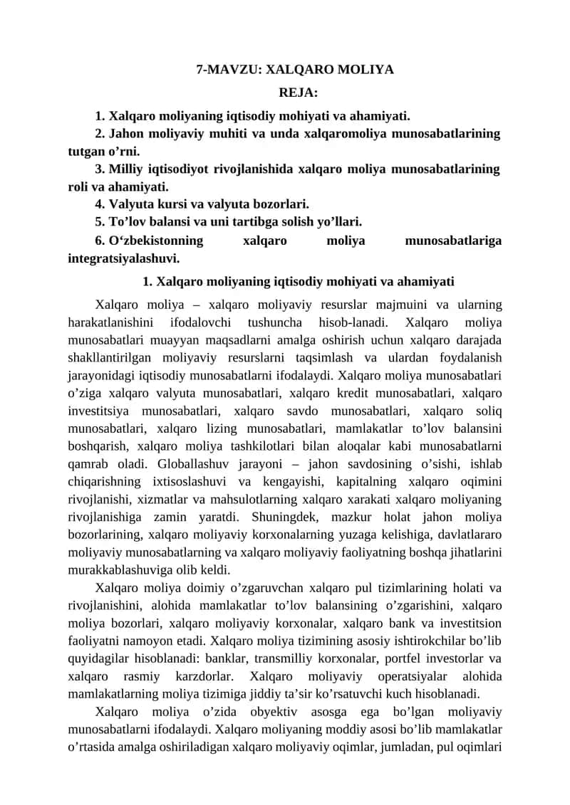 XALQARO MOLIYA REJA 1