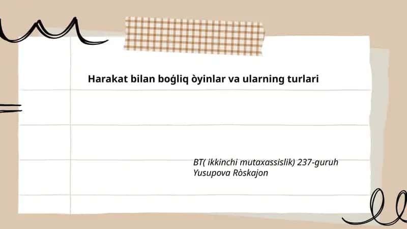 Harakatli o'yinlar turlari 1