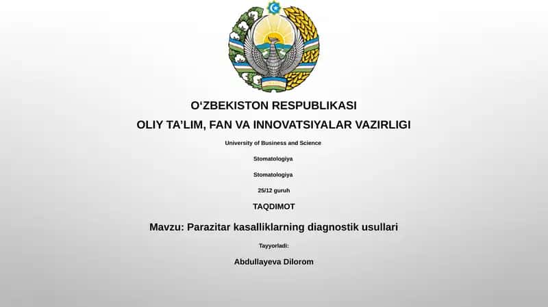 Parazitar kasalliklarning diagnostik usullari 1