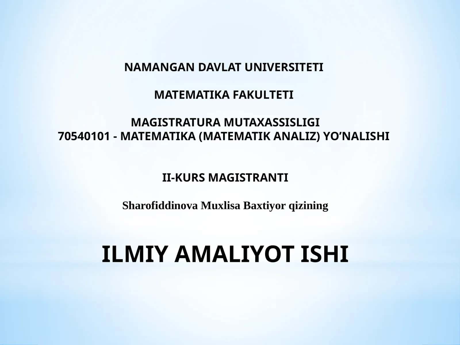 ILMIYAMALIYOT ISHI 1