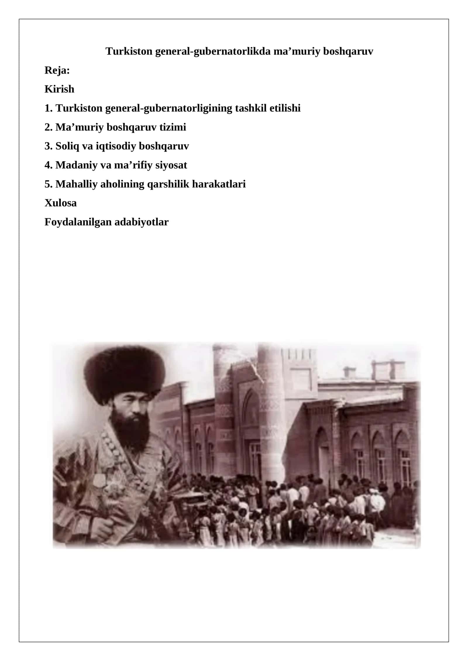 Turkiston general-gubernatorlikda ma’muriy boshqaruv 1