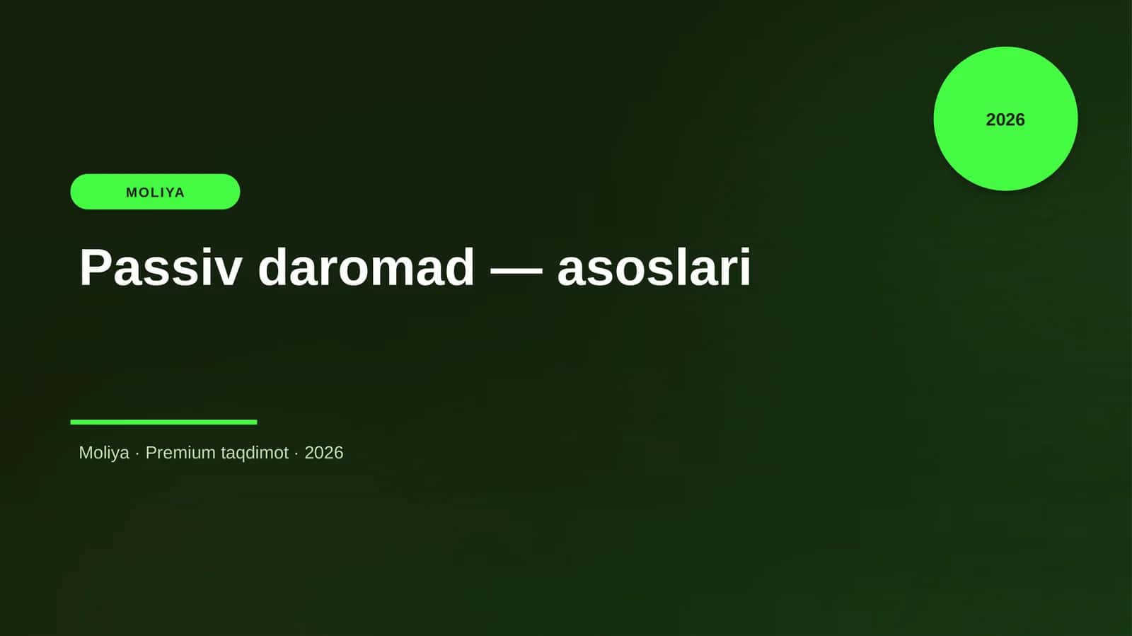 Passiv daromad — asoslari 1