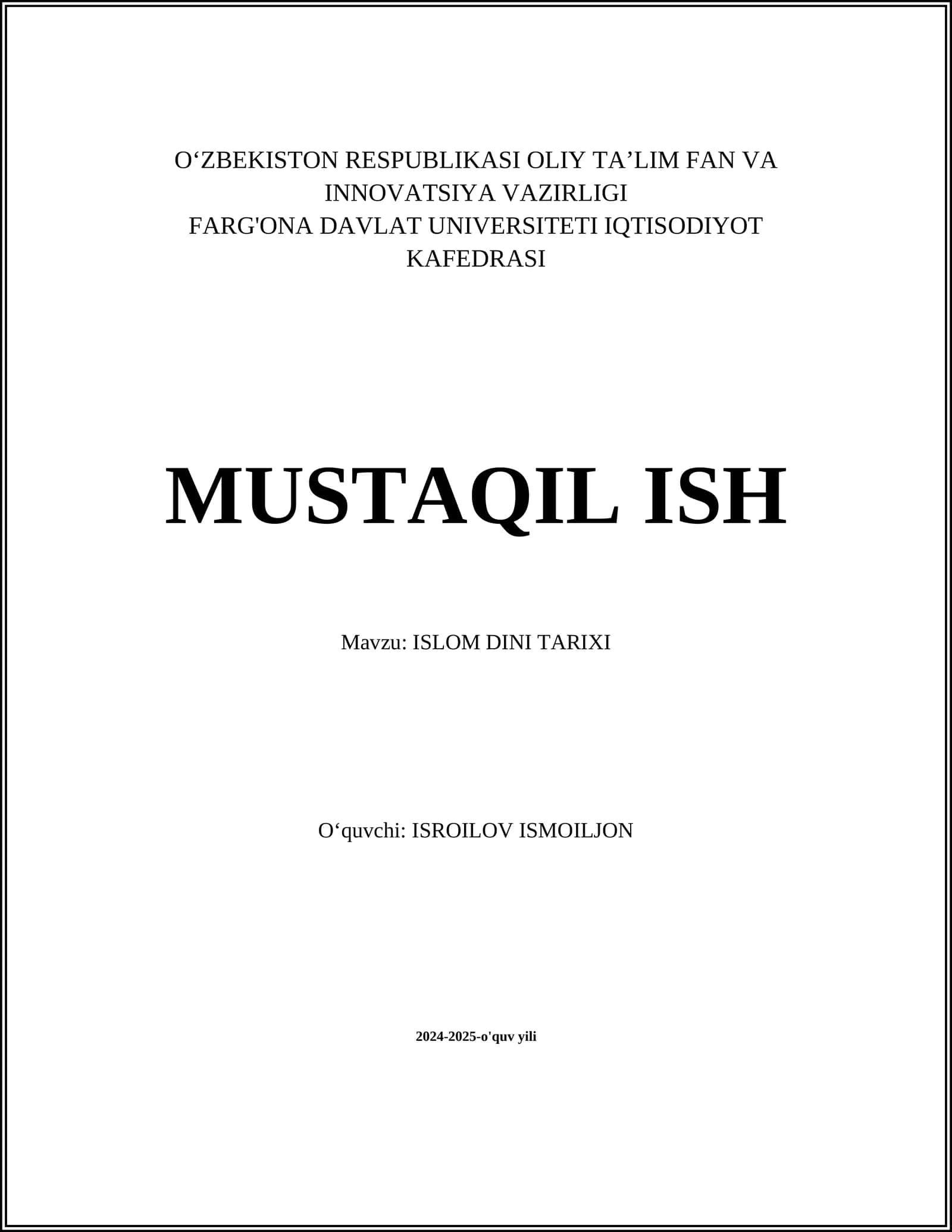 ISLOM DINI TARIXI 1