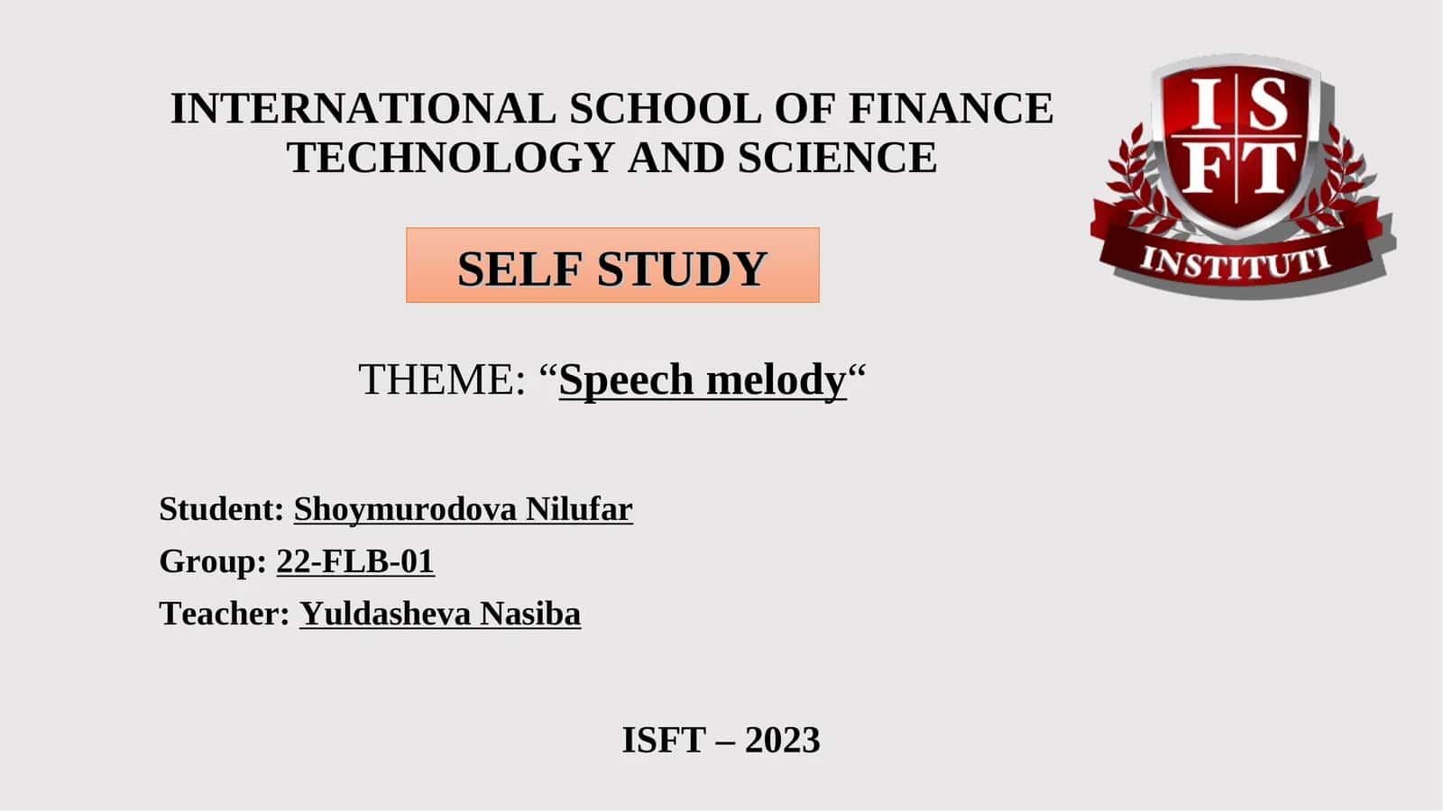 Speech melody 1