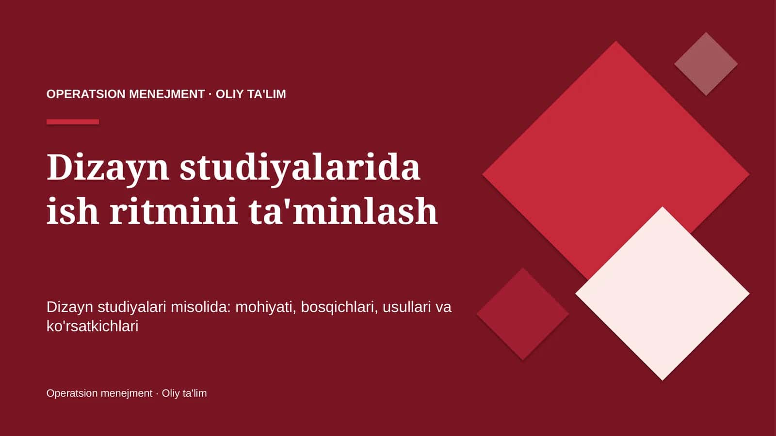 Dizayn studiyalarida ish ritmini ta'minlash 1