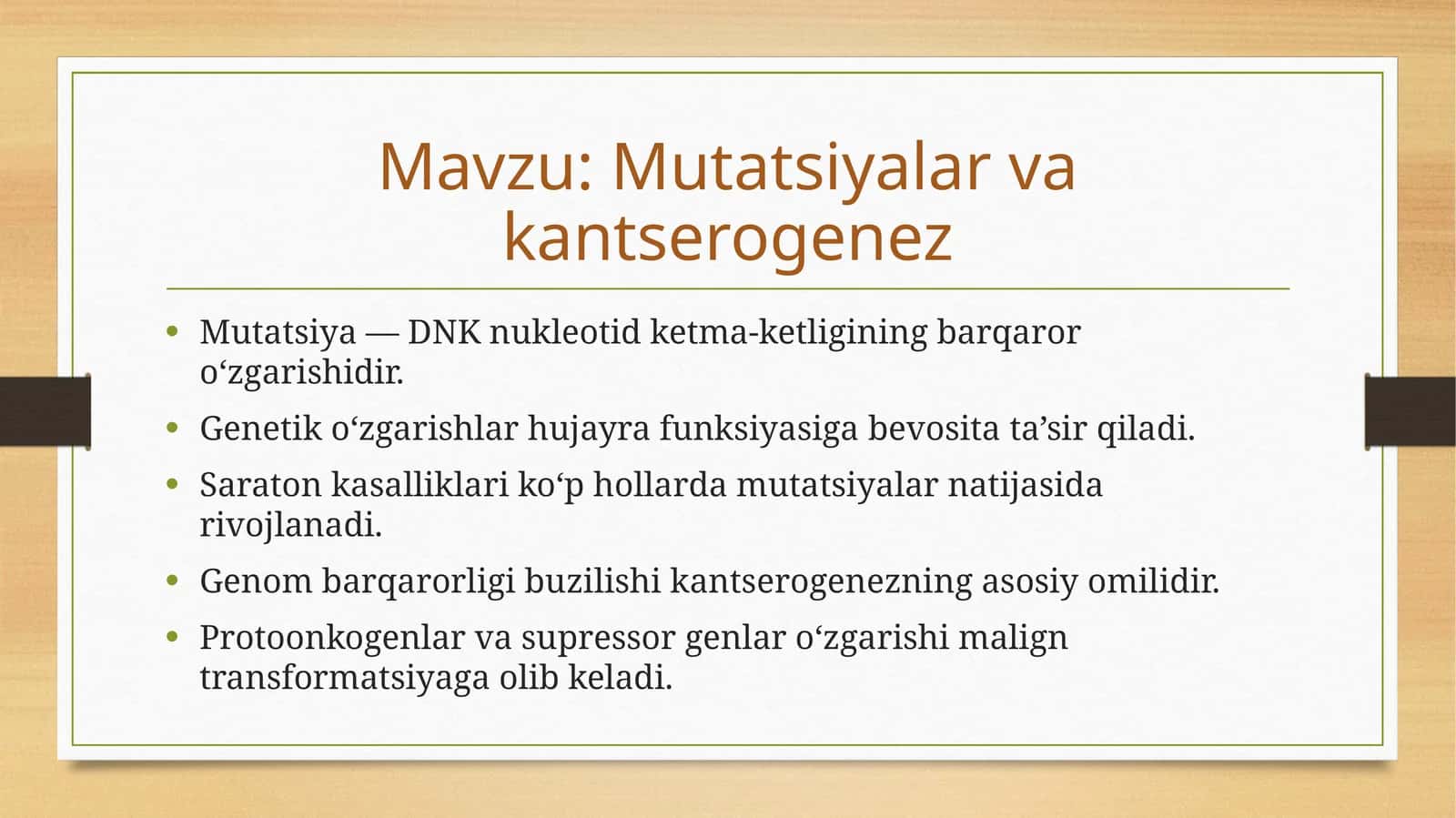 Mutatsiyalar va kantserogenez 1