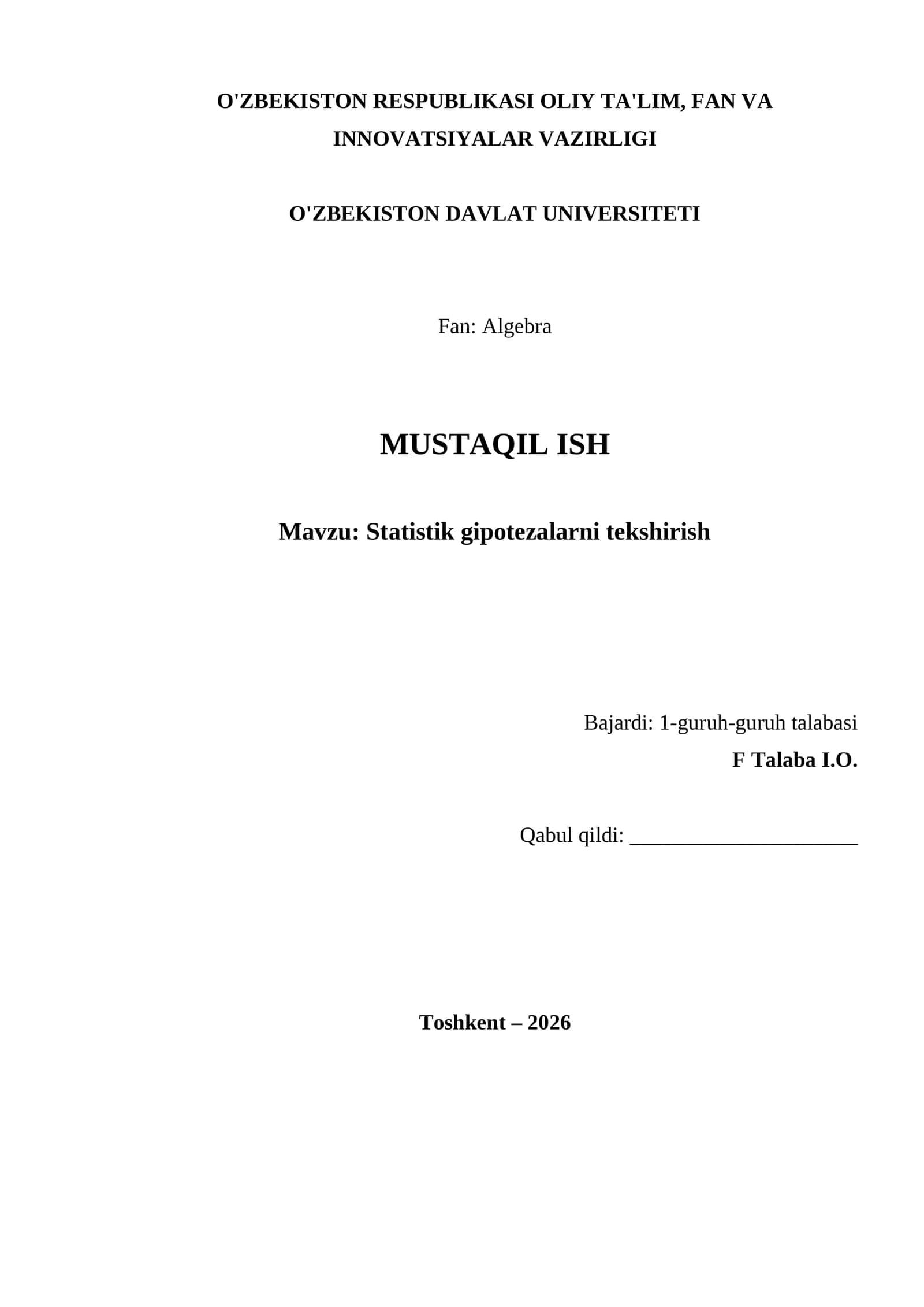 MUSTAQIL ISH 1