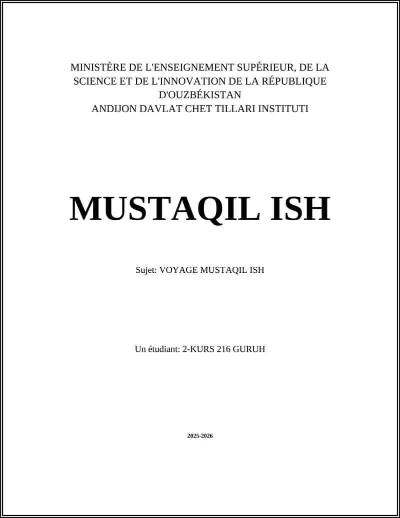 Voyage Mustaqil Ish 1