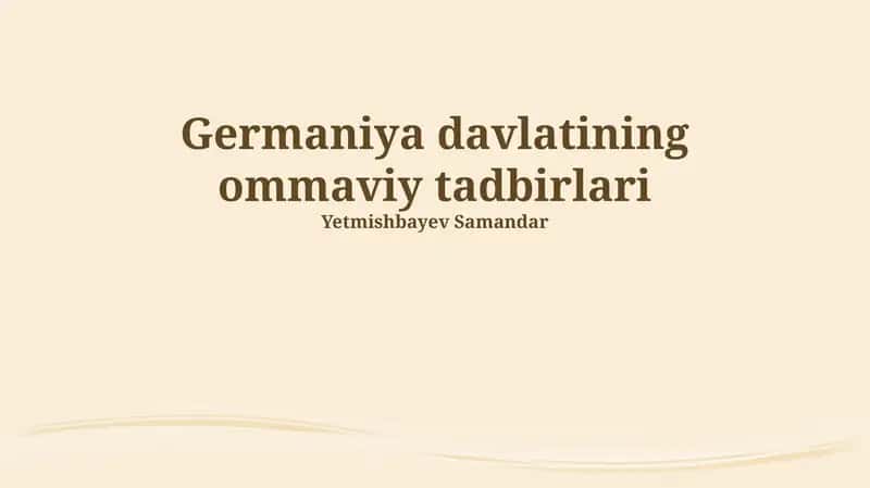 Germaniya davlatining ommaviy tadbirlari 1