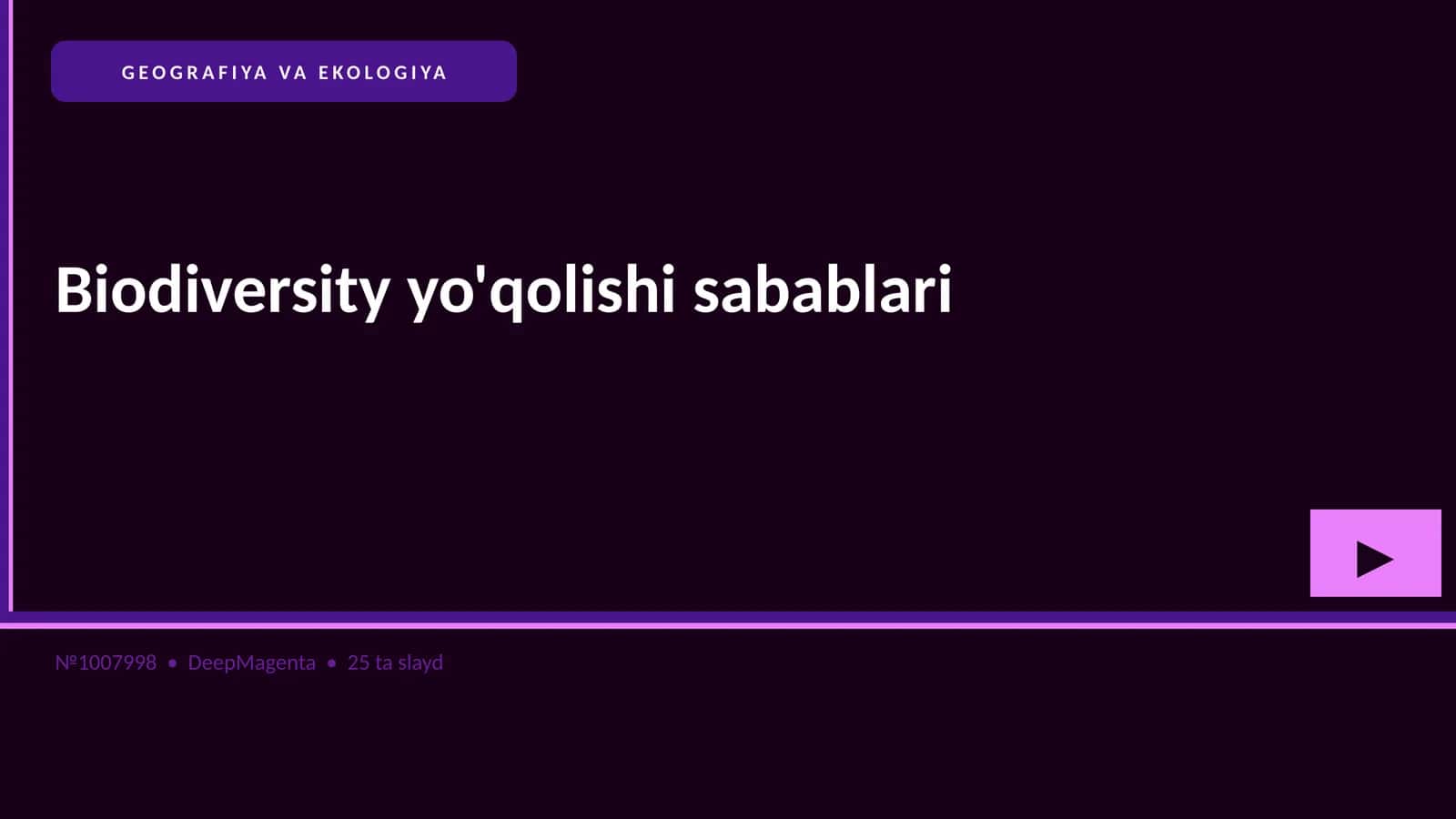 Biodiversity yo'qolishi sabablari 1