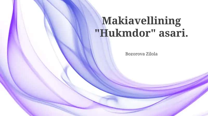 Makiavellining "Hukmdor" asari 1