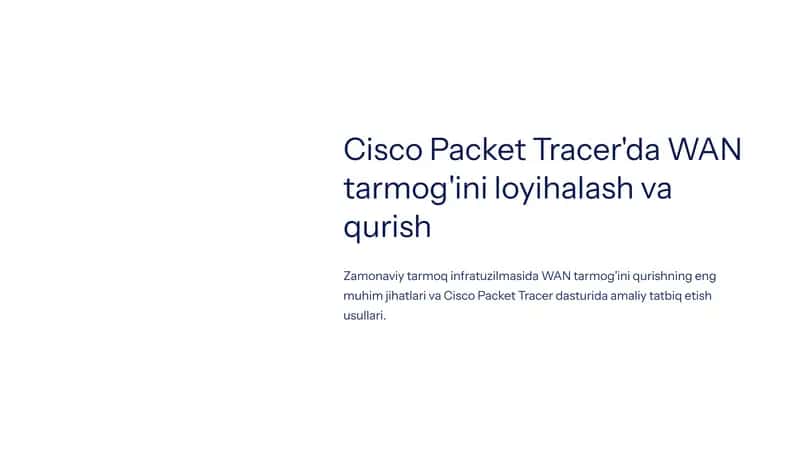 WAN tarmog'ini loyihalash va qurish 1