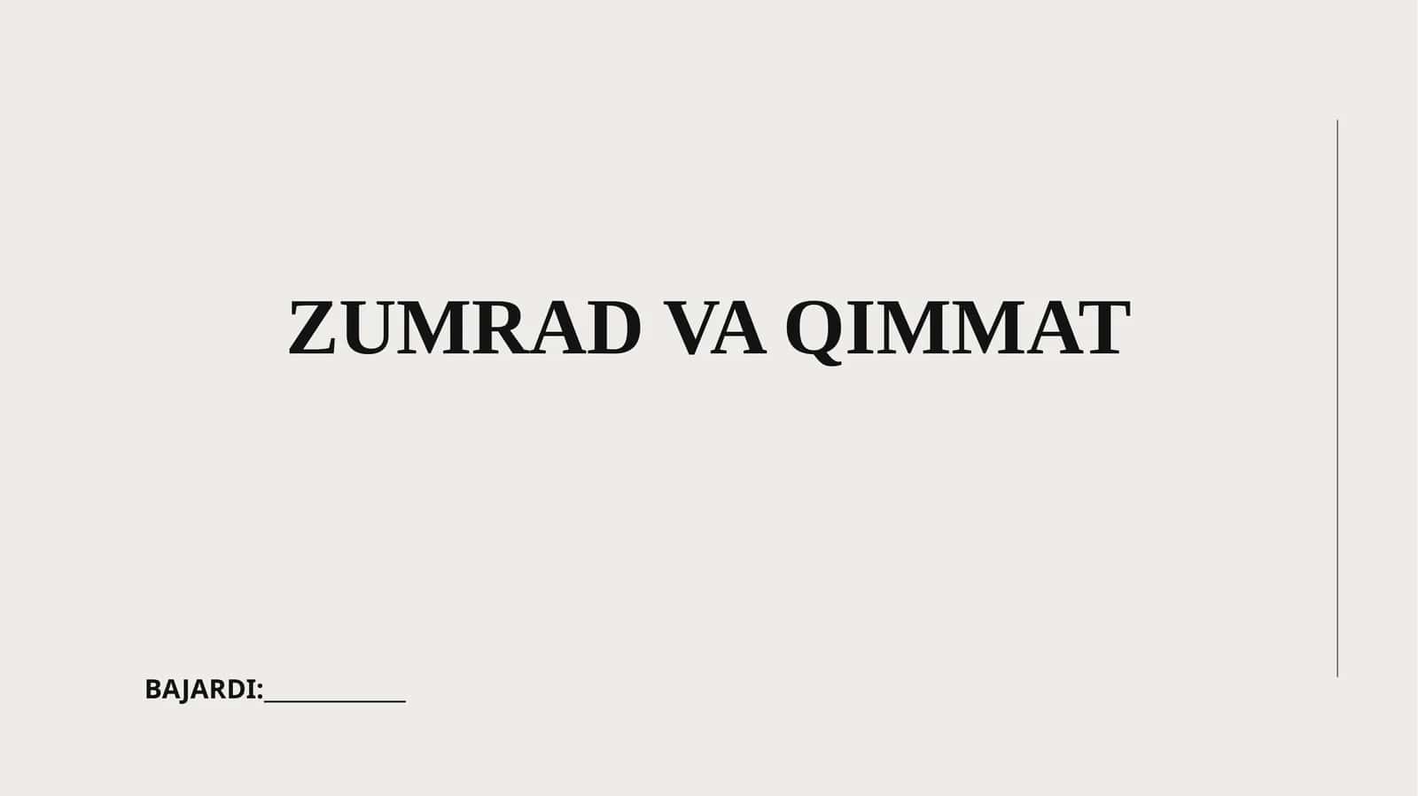 Zumrad va Qimmat 1