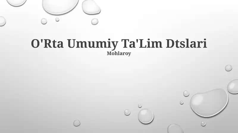 O'Rta Umumiy Ta'lim Dtslari 1