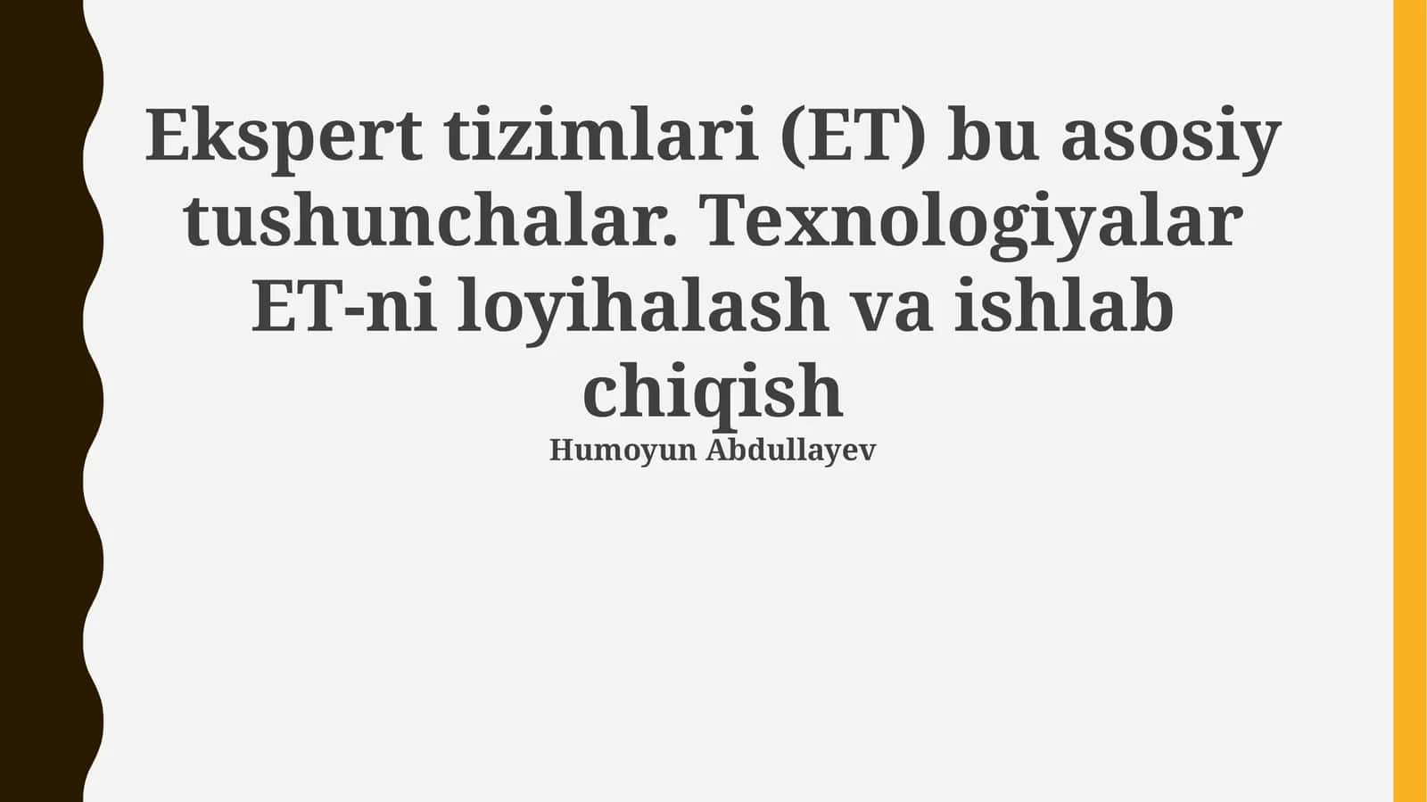 Ekspert tizimlari (ET) 1