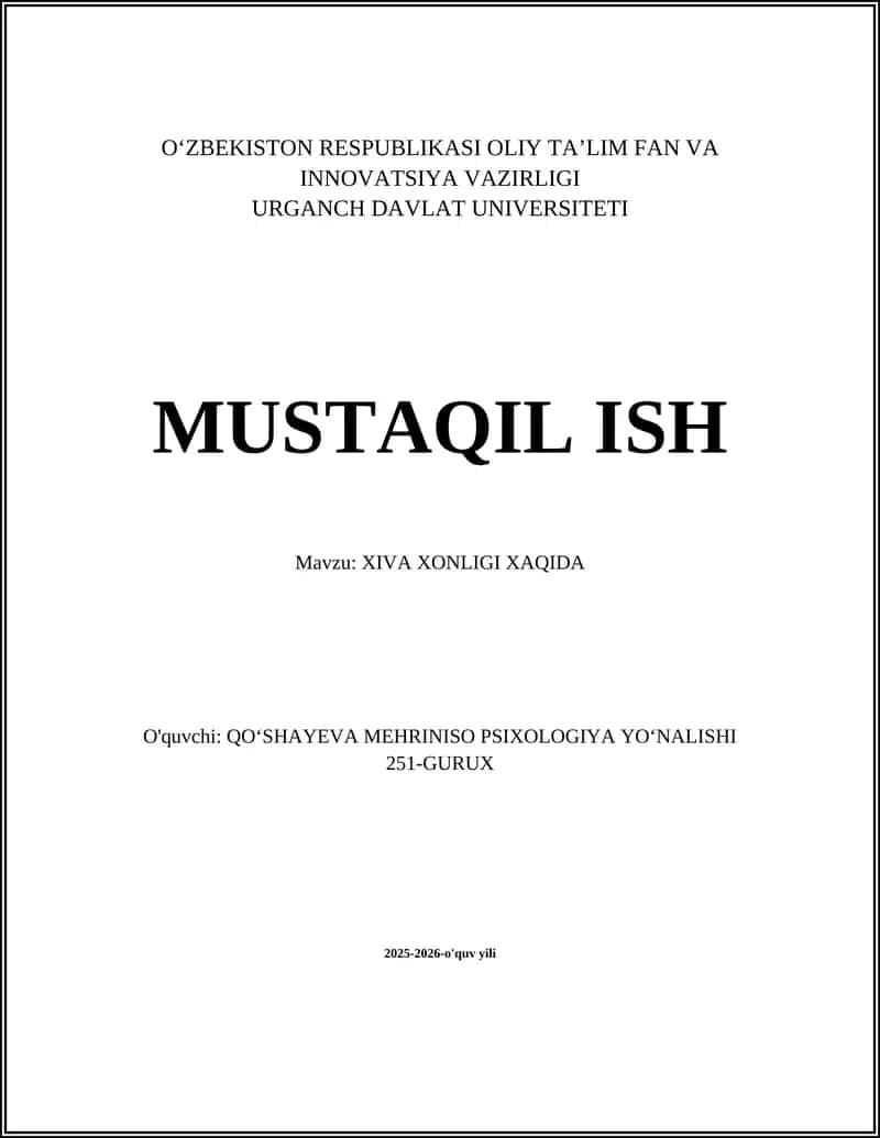 Xiva xonligi xaqida 1