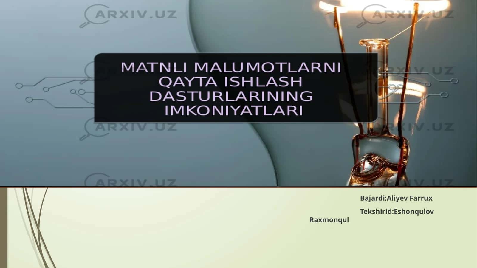 Matnli ma’lumotlarni qayta ishlash dasturlari tushunchasi 1