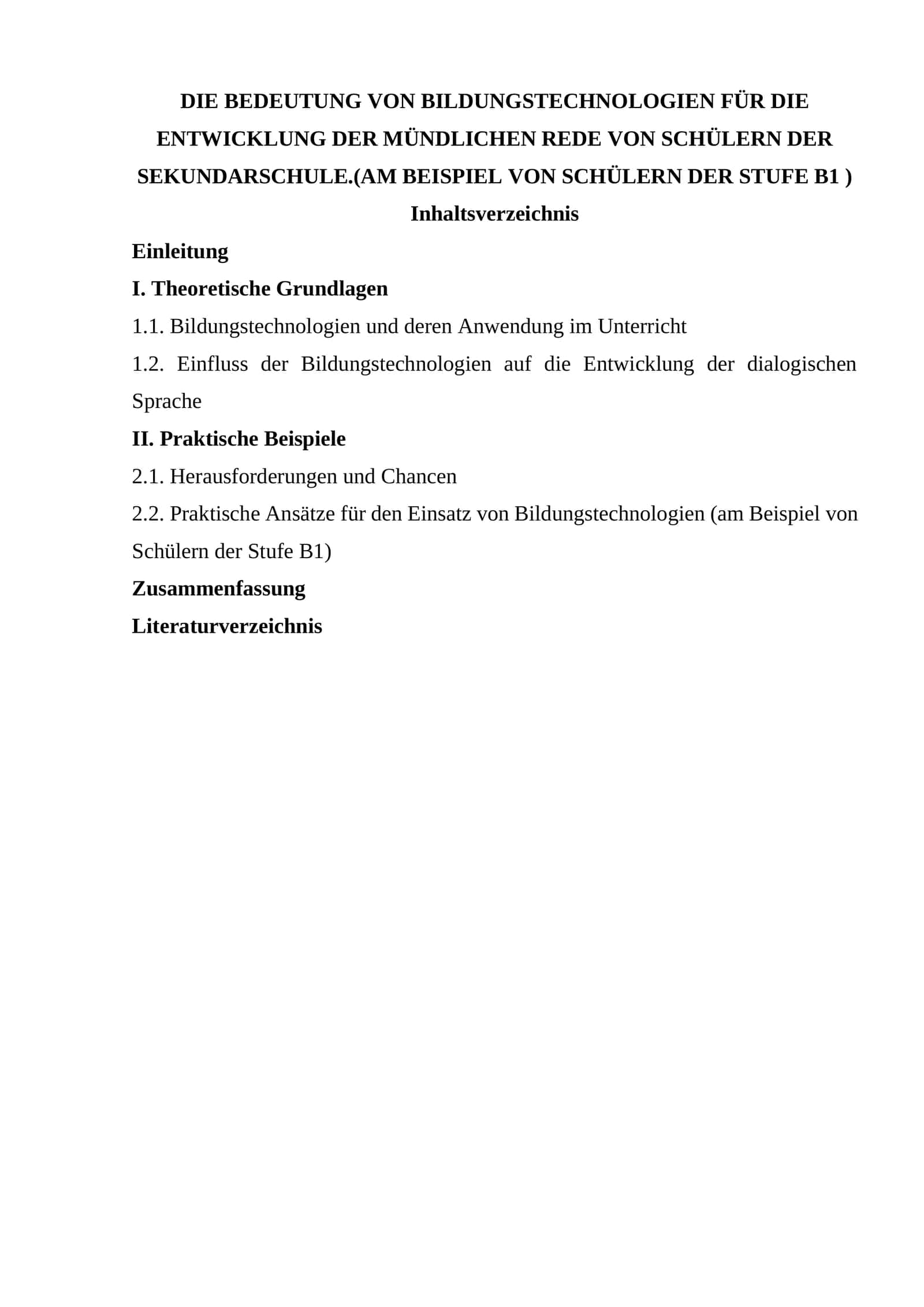 DIE BEDEUTUNG VON BILDUNGSTECHNOLOGIEN FÜR DIE ENTWICKLUNG DER MÜNDLICHEN REDE VON SCHÜLERN DER SEKUNDARSCHULE.(AM BEISPIEL VON SCHÜLERN DER STUFE B1 ) 1