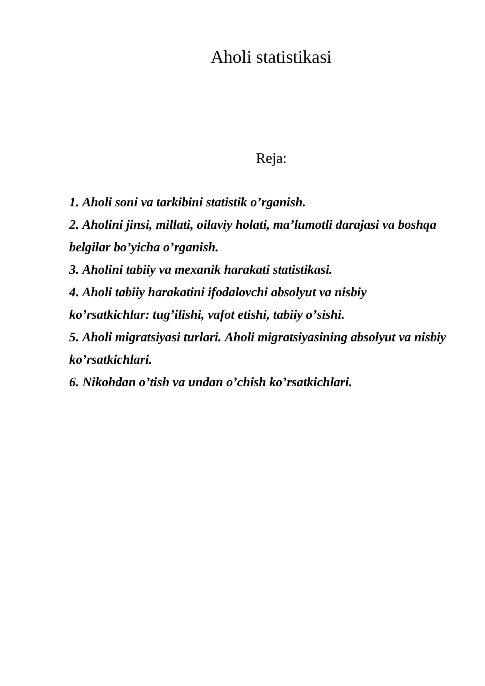 Aholi statistikasi 1