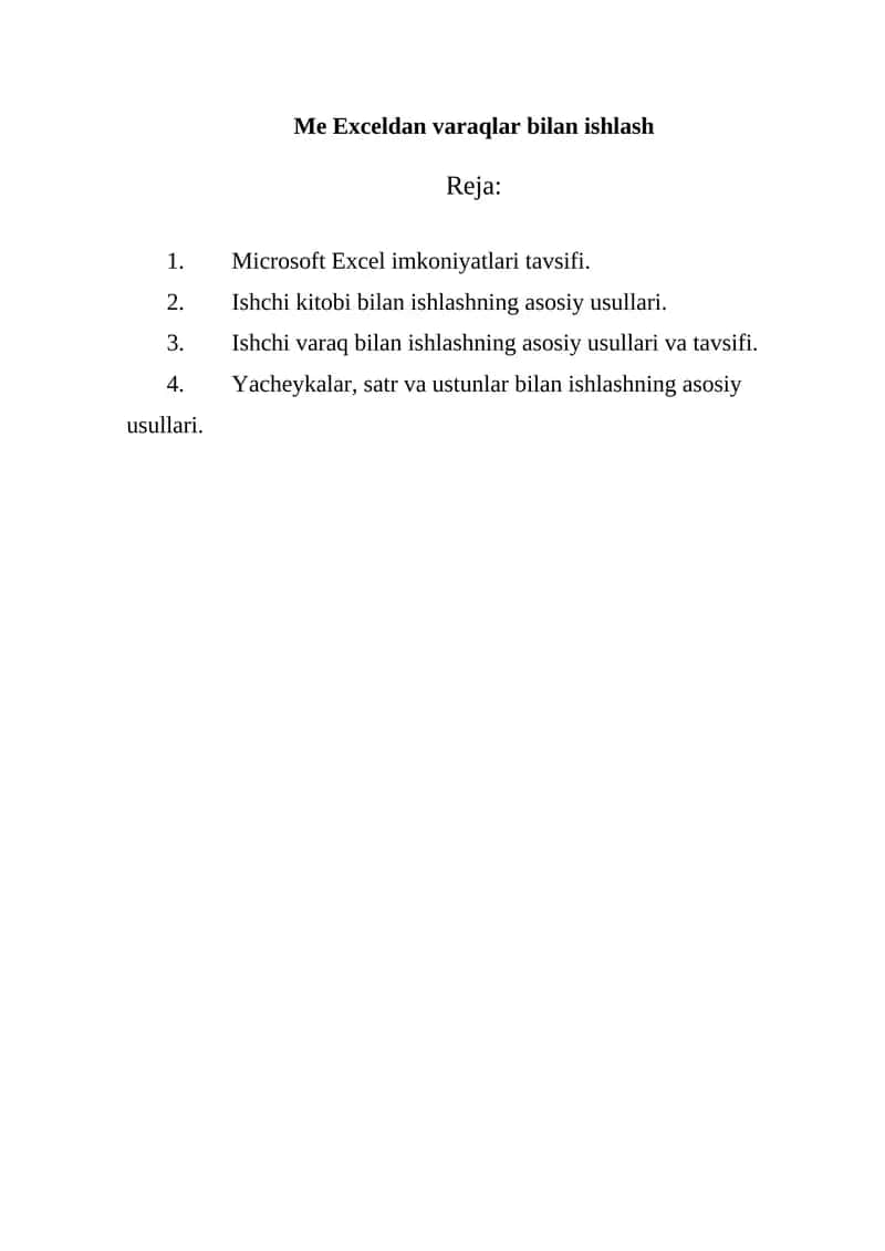 Microsoft Excel 1